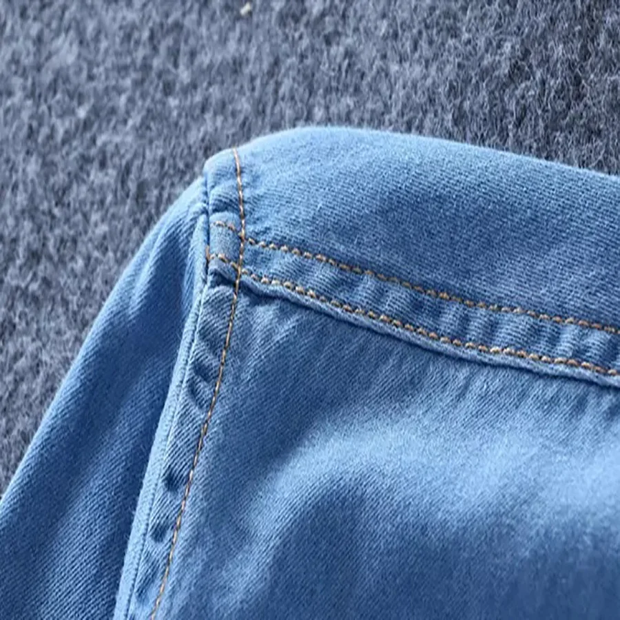 2020 New Denim Shirt Men Plus Large Size Cotton Jeans Cardigan Casual Fashion Two-pocket Slim Fit Long Sleeve Shirts For Male