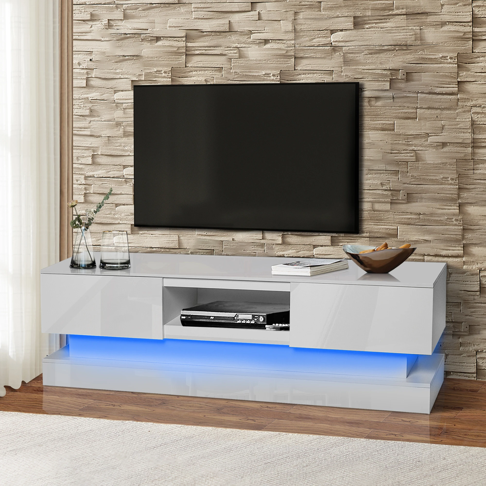Custom-made simple latest design solid wood MDF TV stand with drawer wall unit cabinet