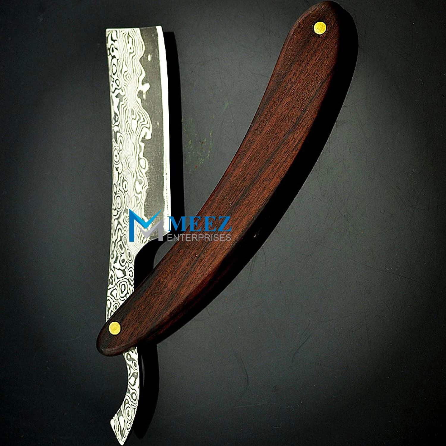 Professional Straight Edge Razor Damascus Pattern Steel Rosewood Handle Razor Beauty Tools