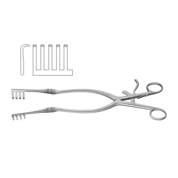 SPZA Beckmann-Adson самовоспорный Ретрактор 4x4 короткие тупые зубцы из нержавеющей стали 30 5 см-12 дюймов