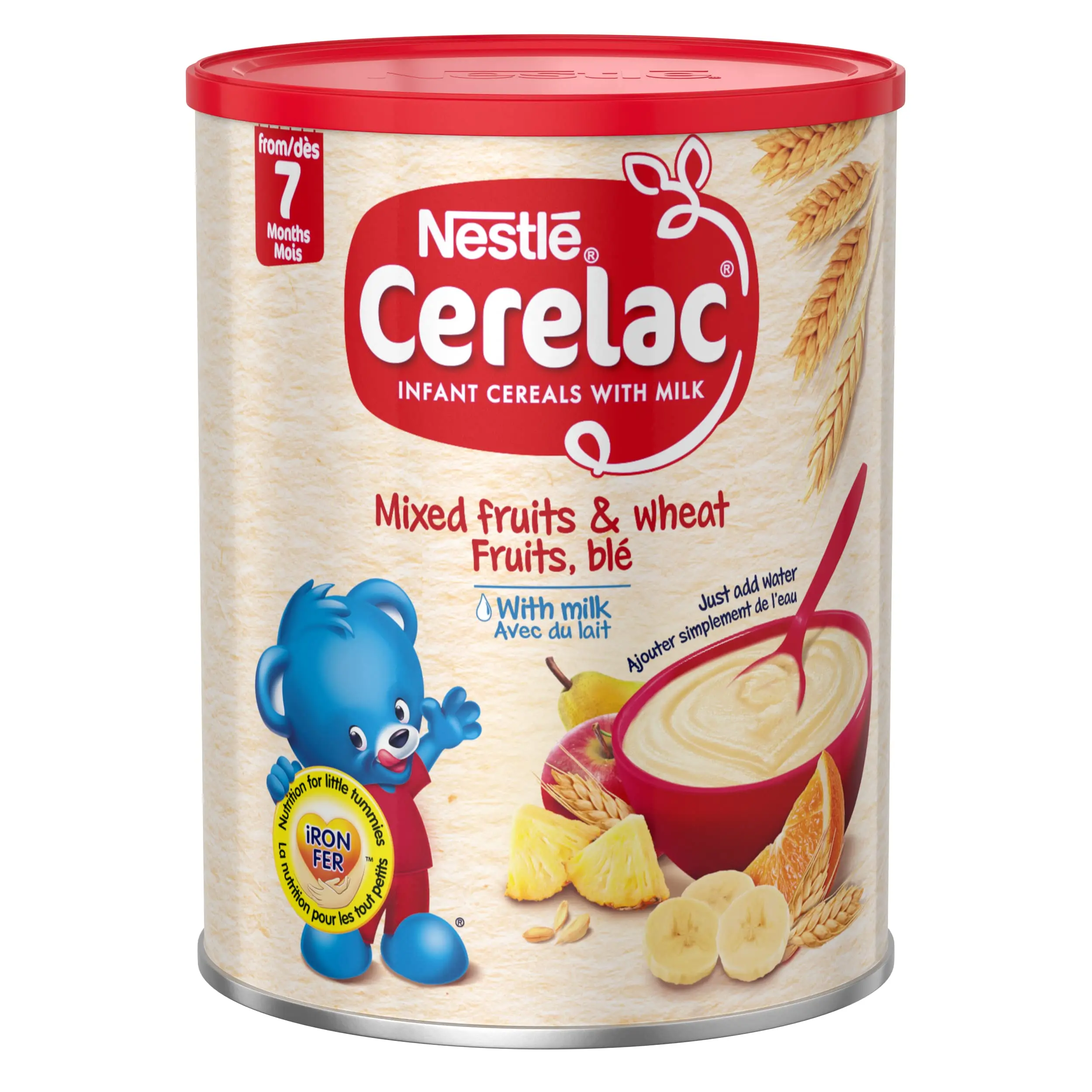 Детский рис Nestle Cerelac с медом и пшеницей смешанные фрукты младенческие хлопья молоком