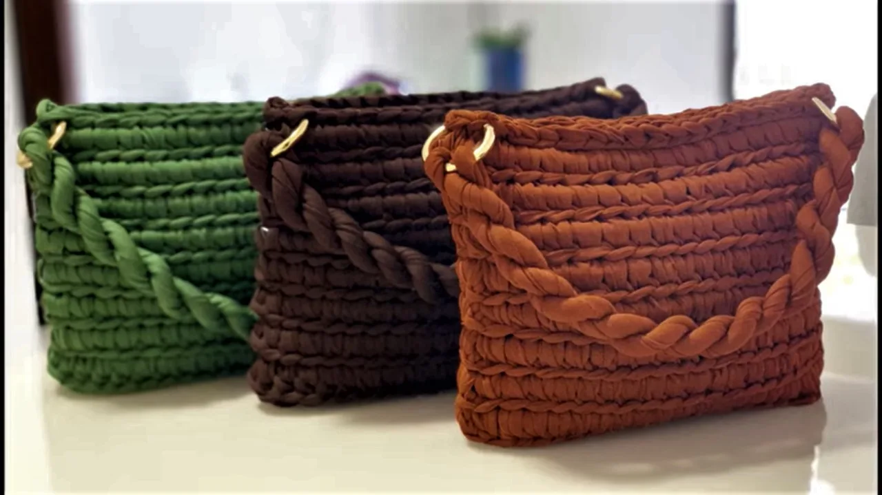Handmade Bag Product With 100% Cotton Cord Handmade Crochet Clutch Handbag For Women Use with Premium Quality at Wholesale Price