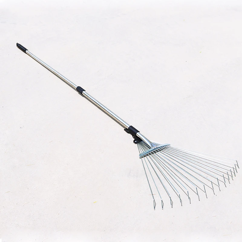Adjustable 15 Teeth Steel Grass Flat Rake  Garden Rakes Leaf Rakes