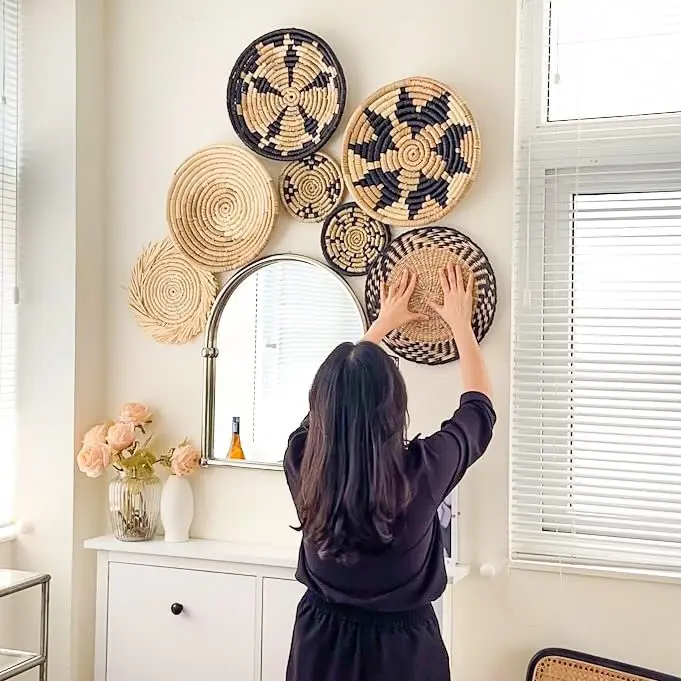 White Jasmine Garlands Jute Wall Art With Pom Pom Outdoor Patio Diwali Indian Wedding Party Backdrop Mandup Stage Decoration