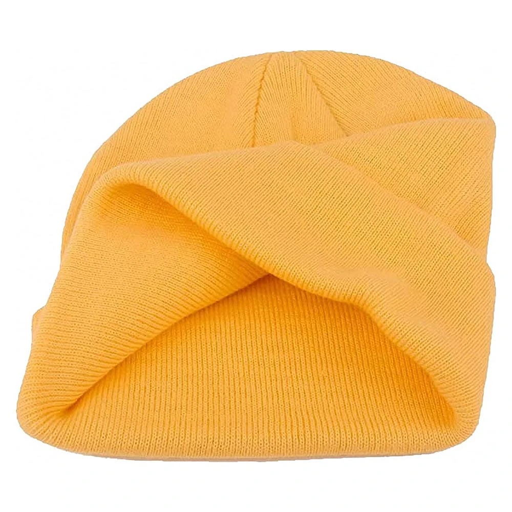 Plain Wool Beanie Hats in Yellow Customized Color Wholesale Price Street Winter Wear Warm Men Knitted Beanie Hat