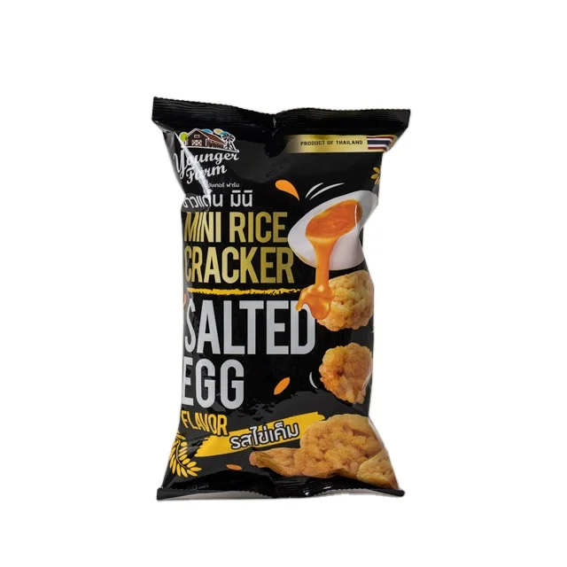Wholesale Thai Sticky Rice 100% High Quality Mini Rice Cracker 60g Salted Egg Flavor NO Transfat Product of Thailand