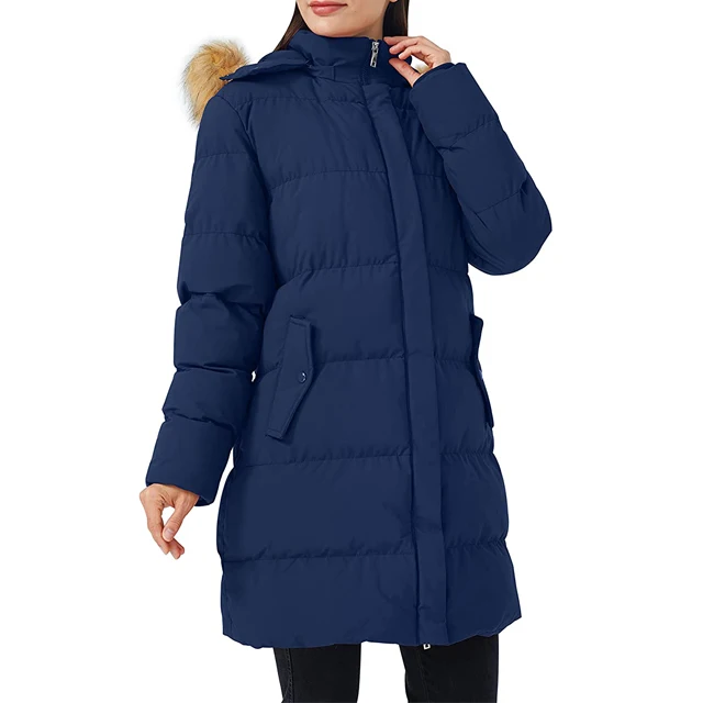Slim Fit Ladies Classy Sexy Looking Fur Hooded Coat  With Your Custom Logo On It At Very Low Prices Women Puffer Long Coat