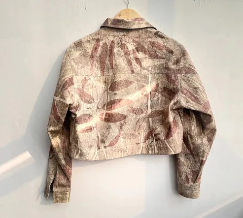 Wholesale Cotton Fabric Multishade Ecoprinted Oversized Crop Jacket Unique Floral Sustainable Winter Casual Wear For Women