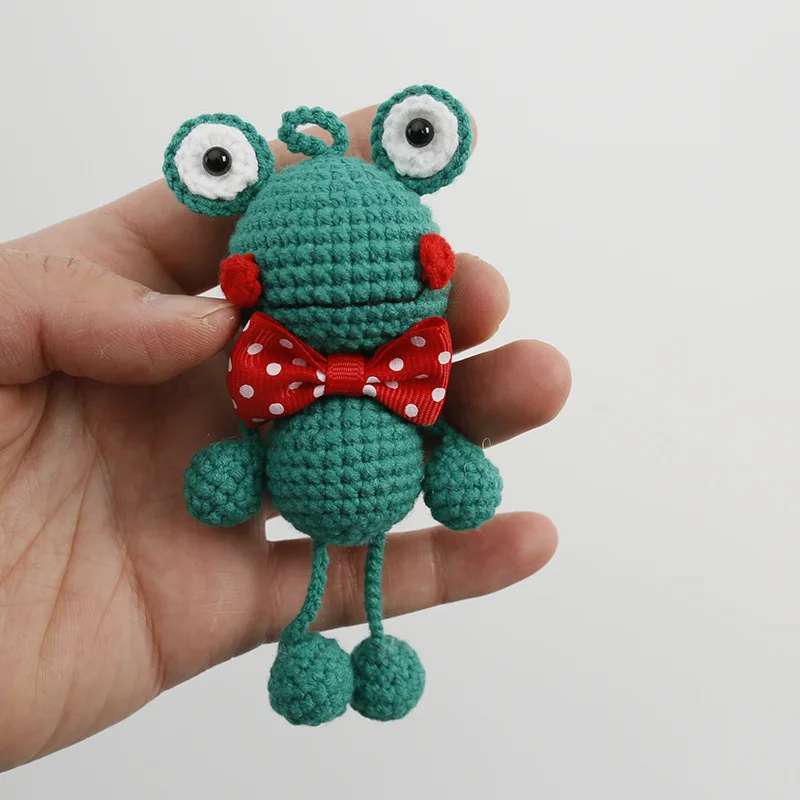 Crochet plush frog doll hand knit stuffed animal frog kawaii handmade knitted frog toys for baby kids gifts personalized toy