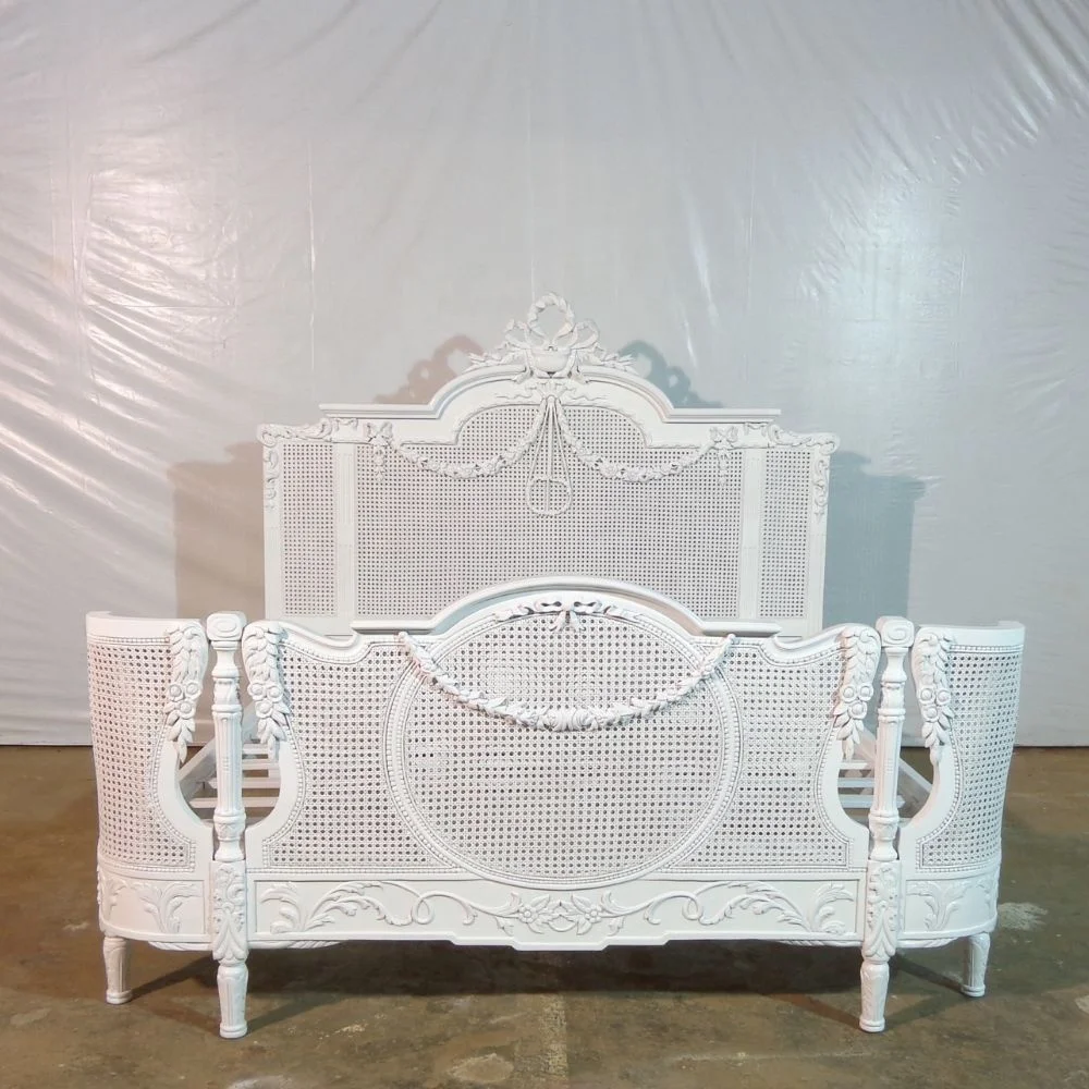 Золотая оправа для кровати из красного дерева и ротанга, сделано в Jepara Indonesia, предназначена для мебели спальни в американском стиле