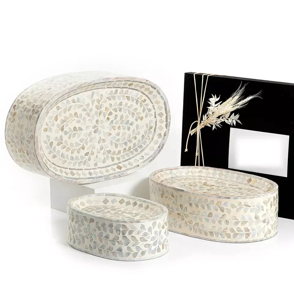 Viet Nam Delicate design Mother of Pearl Serving Trays Luxury High End Decor Herringbone Decorative Trays