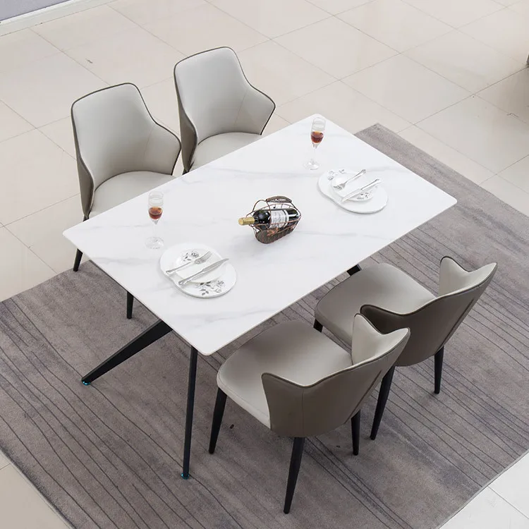 chinese factory wholesale leather material metal legs metal dining chairs accent chair modern dining chair