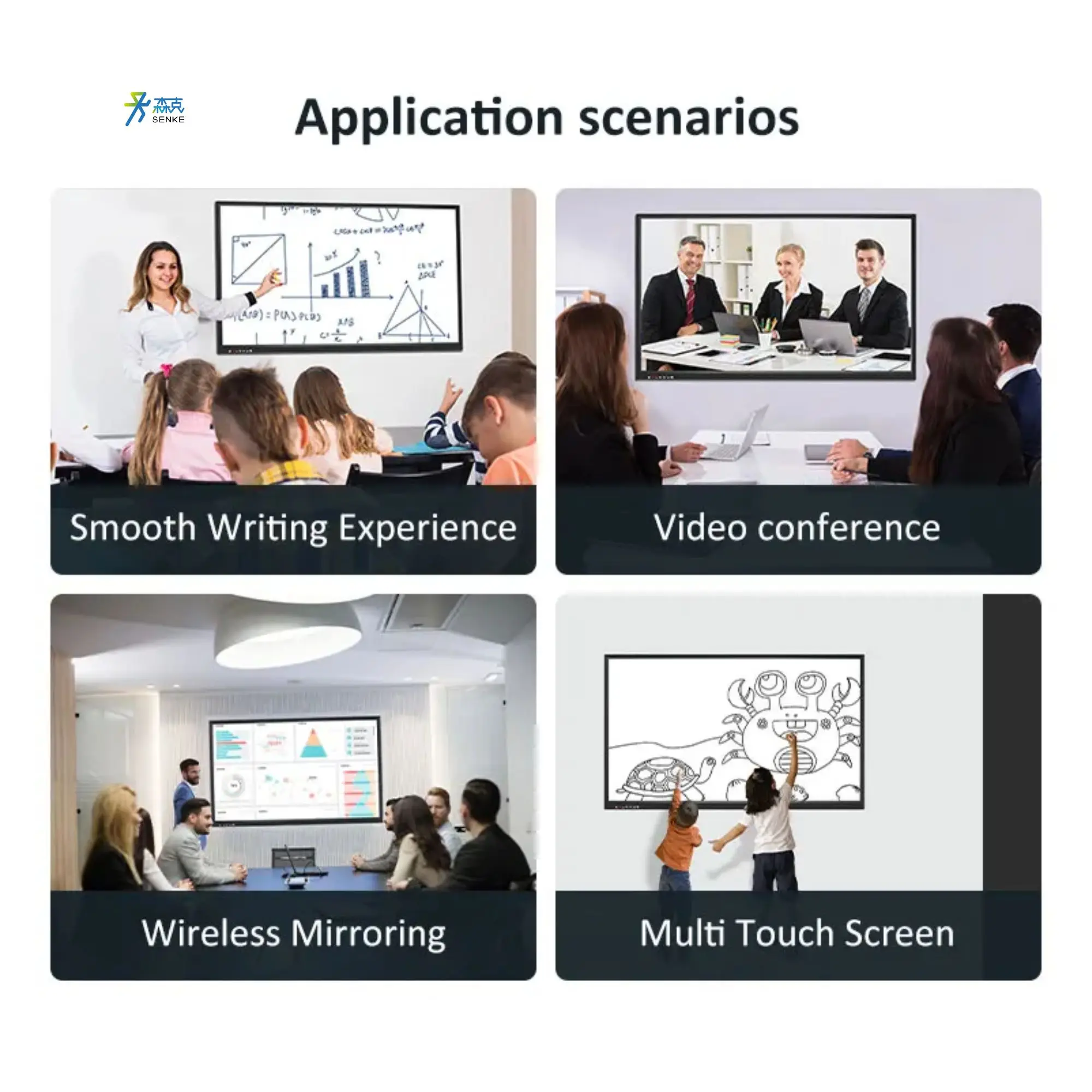 Senke Interactive Whiteboard 65 Inch Digital Touch All In One PC Whiteboard Smart Board Interactive Whiteboard