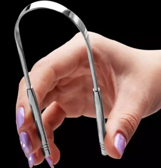 Hot Sales Tongue scraper stainless steel U Shape Cleaners Rose Gold Private Label Case With Handle