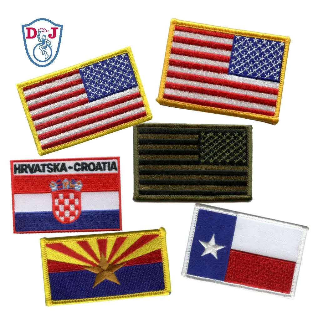 Customized Embroidered different countries Flag patches design Iron on patches