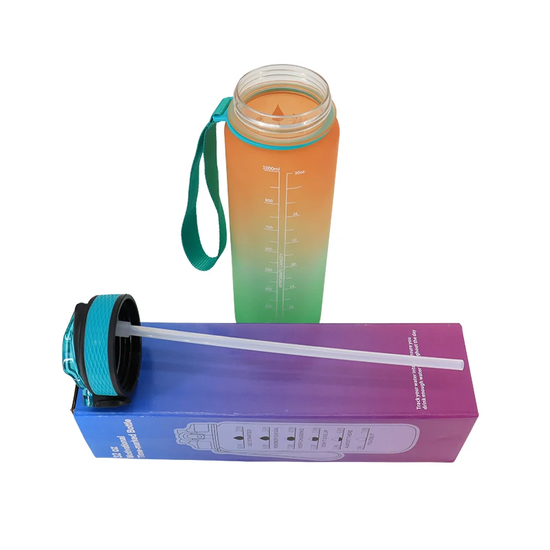 wholesale Manufacturer customized wholesale 1L BPA-free plastic water bottle any color reminder with time sports bottle