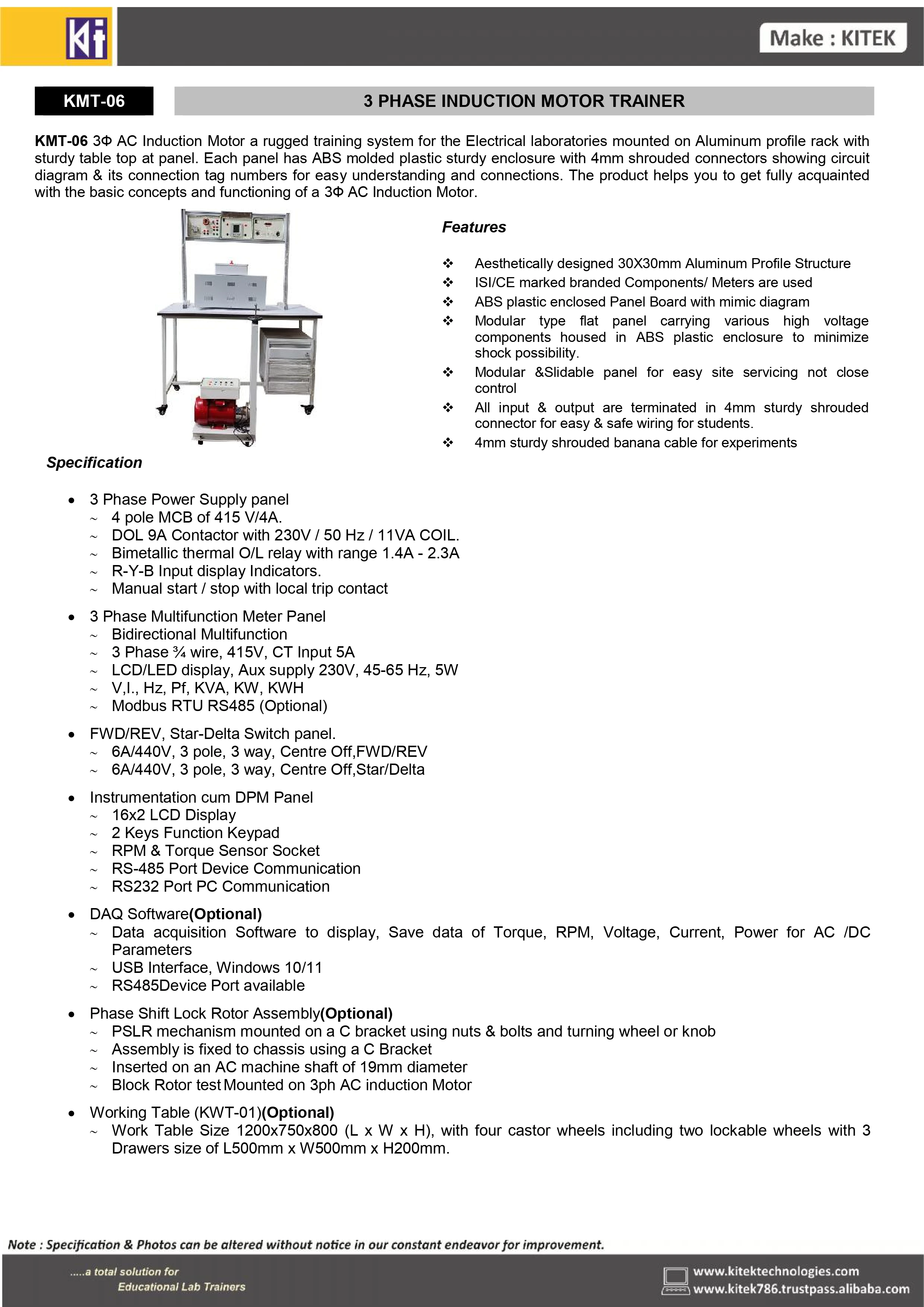 3 Phase Induction Motor Trainer for Educational Purposes