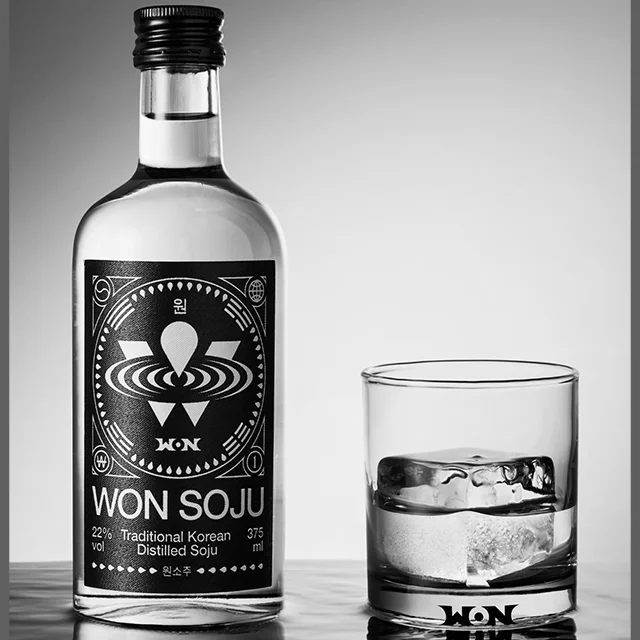 WON SOJU ORIGINAL, ABV 22%, 375ml, Distilled Rice Soju, Korean alcoholic beverages, Vodka-like