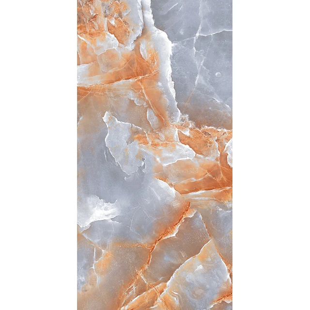 Latest Collection of onyx golden with super glossy effect polished porcelain floor tiles and marble finish from Arkiton company