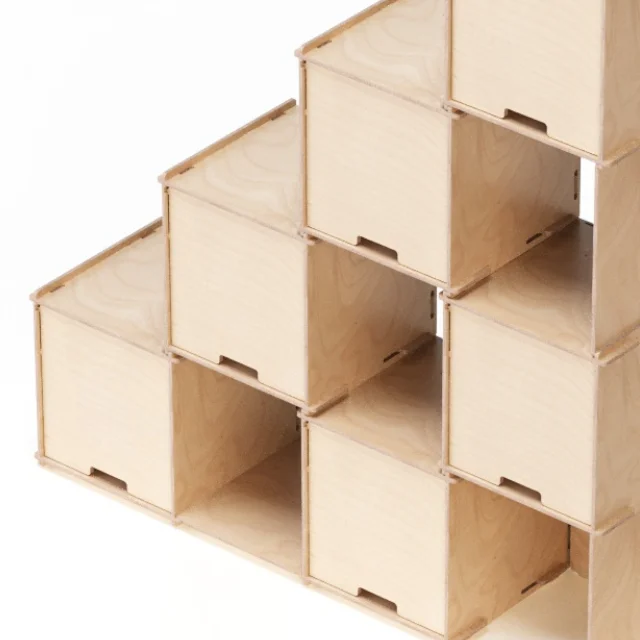 Artisanal Bookcases Customizable 145x161cm Interlocking Modular Wood Wall Shelf for Books