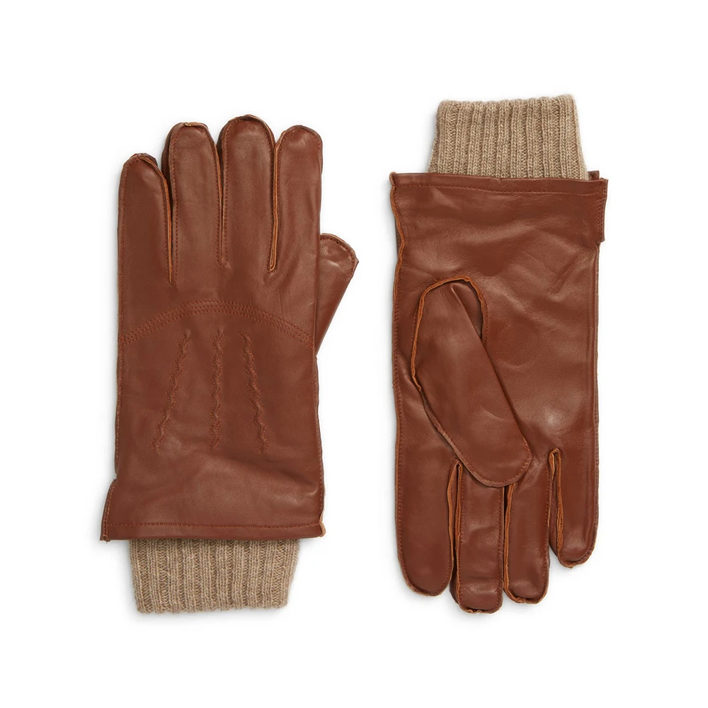 Daily life comfortable fashion glove smartphone men unlined deer skin driving leather Woven Button Gloves Short Glove