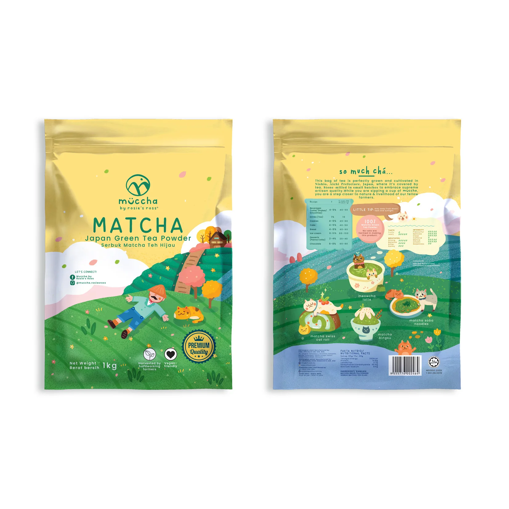 Premium Quality Muccha Premium Matcha Green Tea Powder (Unsweetened) 1KG Packing