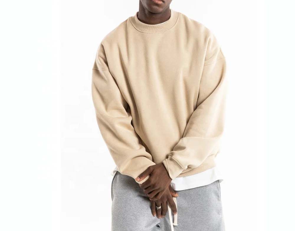 mens hoodies high quality drop shoulder crewneck sweatshirts custom brand unisex oversized heavyweight cotton sweatshirts