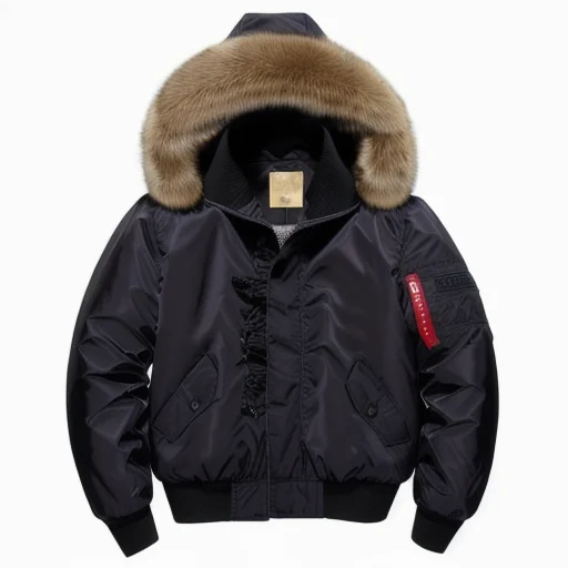 New design low price made of 100% polymide fabric quilted filling black color with fur collar casual all size available jacket