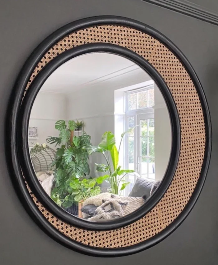 Black Mirror Black Living Room Luxury Round Black Tassel Decorative Wall Hanging Mirror For Wall Decor