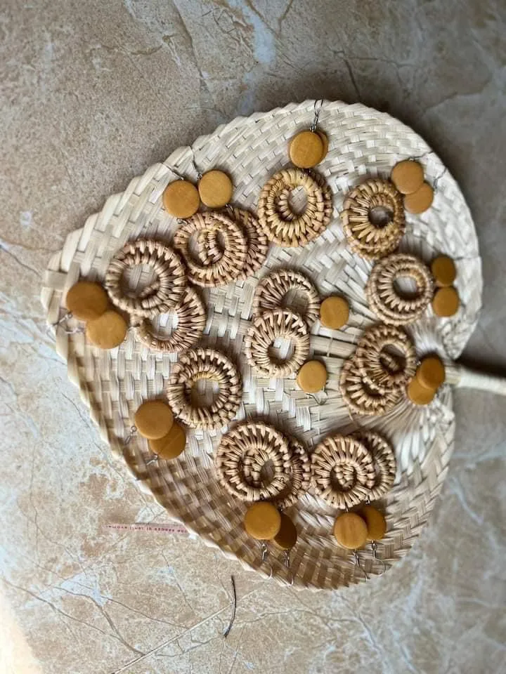 Hot New Design Jewelry Accessories Handmade Eco-friendly Vintage Bohemian Rattan Woven Earrings Made in Vietnam