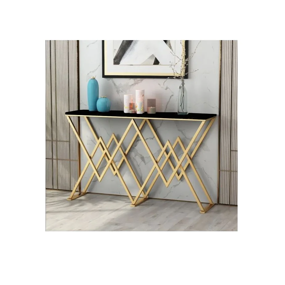 Hot Selling Modern New Look aluminium leaf design Table Round Black/Gold Metal Top Sofa Side Table for home decorations