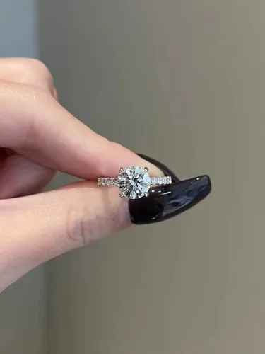925 Sterling Silver 1.5 Carat Brilliant Diamond Silver Ring for Women