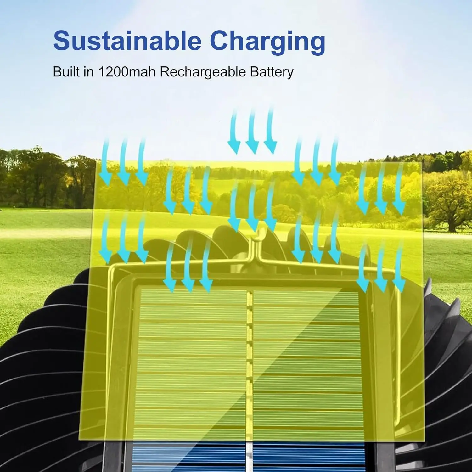 Outdoor Portable Hanging Hook Energy Tent Light 1200mAh Rechargeable USB Solar Camping Fan with LED Lamp