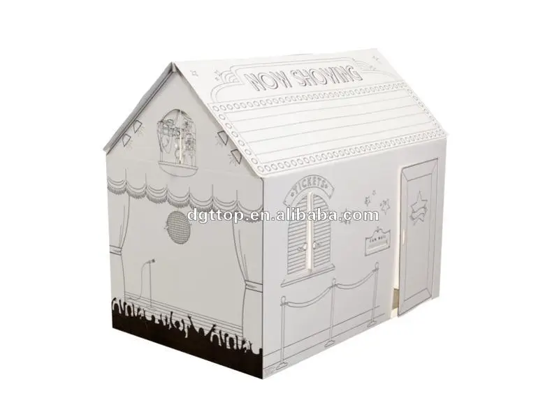 BSCI Chinese Factory Toy Creative Painting Set 3d Puzzle Coloring Of Cardboard  Diy Kids Paper Doll House For Sale