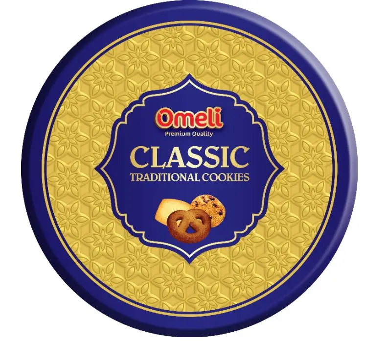 Premium Quality Hot New Top Selling - Omeli Brand Tasty Assorted Cookies in Round Tin Box 362g 12 month shelf-life