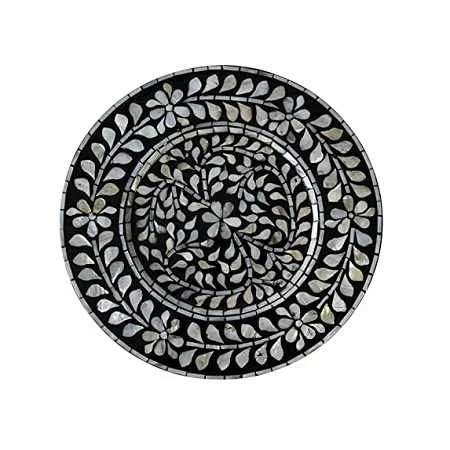 Black Color Durable and Stylish Style Safe For Tableware Mother of Pearl Dish Plate for Elegant Dinning Table Plate