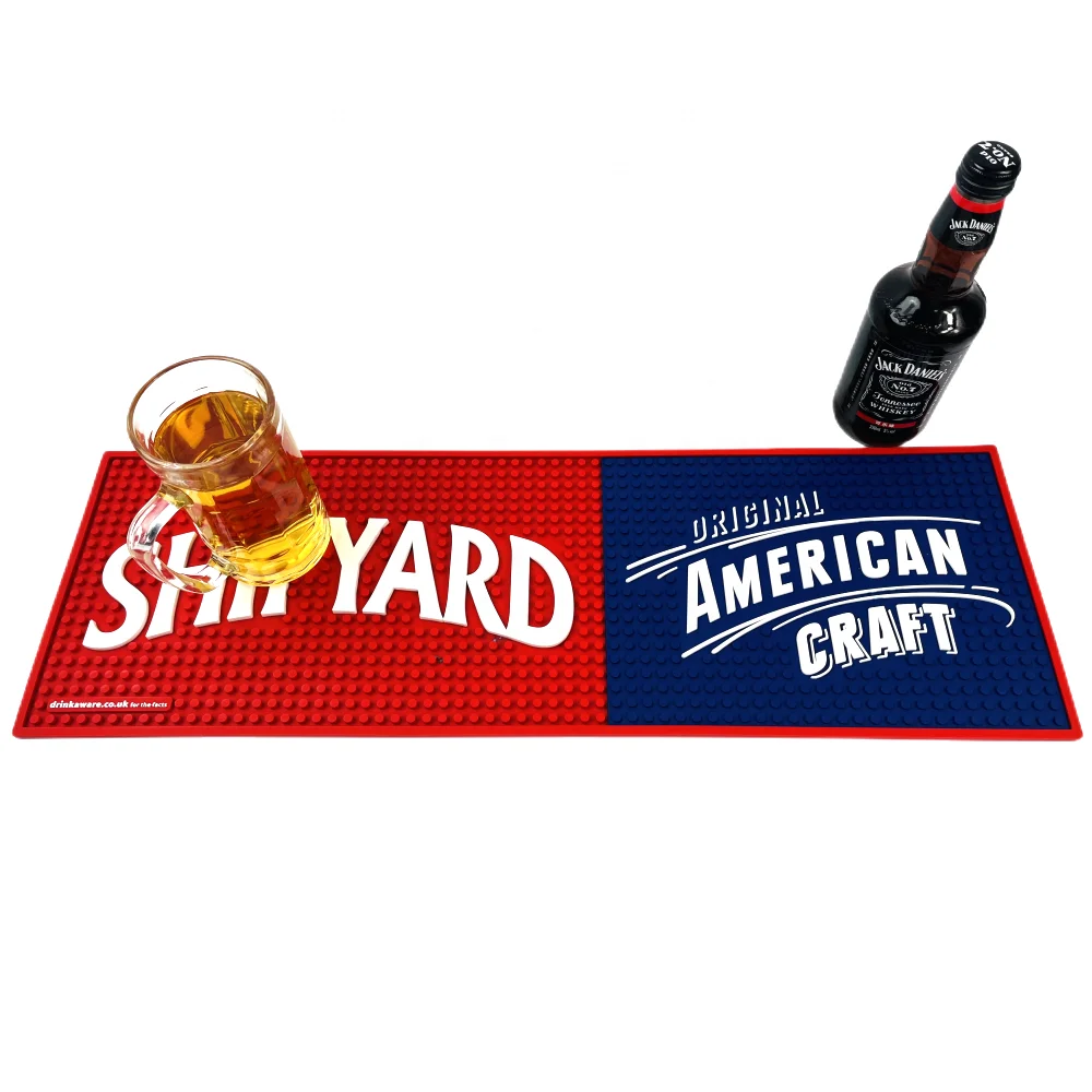 Custom Color Soft PVC Rubber Bar Mat Bar Rail Custom Bar Mats Spill With Logo