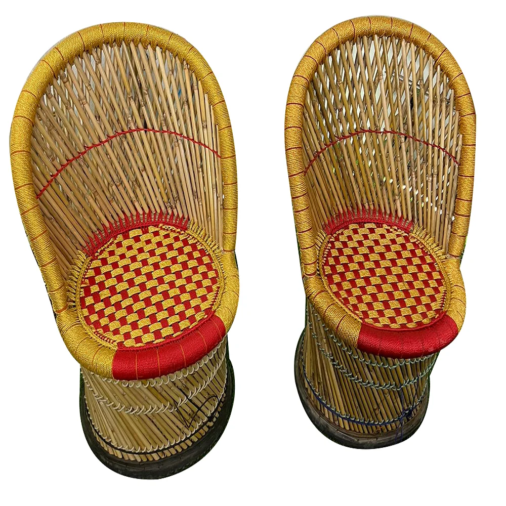 Handmade Multicolor Mudda /Bamboo Chairs best rate bar patio  Eco friendly bamboo chair ottoman garden chair for outdoor patio