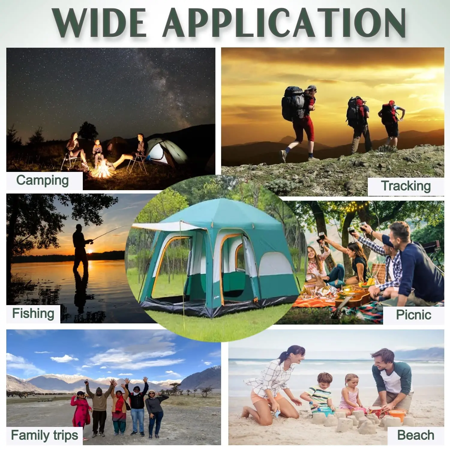 Hot Selling Big Size for Whole Family Camping Use Outdoor Tents 3 - 12 People Big Family Outdoor Tent