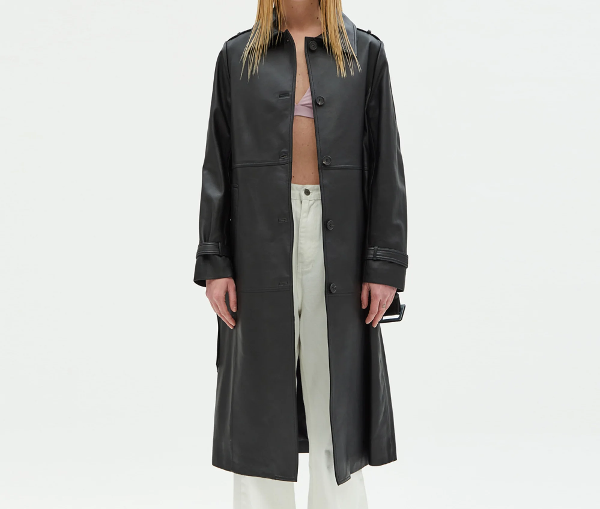 ANDROS Perugia однотонный Длинный плащ черный Свободный корейский модный трендовый товар новое поступление 2024 оптовая продажа одежды