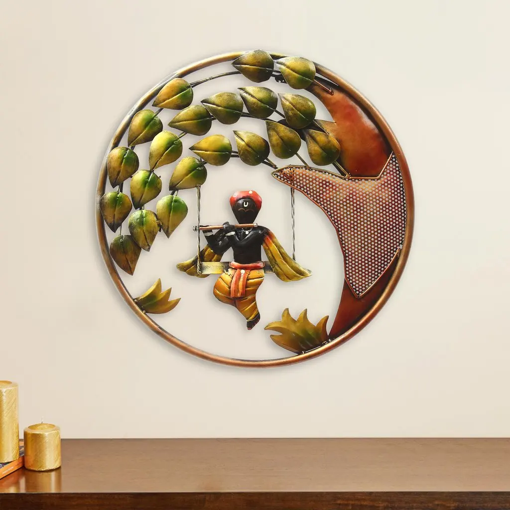 Elegant metal Krishna Wall Hanging With Spiritual Accent for Home Office Decor high grade ornament living room home accessories