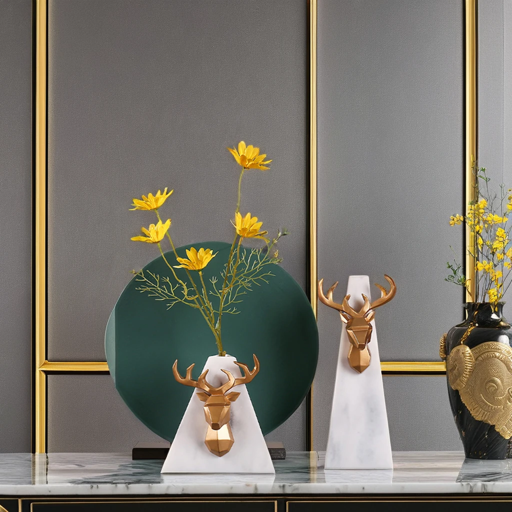 Luxury Resin Deer Animal Statue Crafts Home Decorations Items Sculpture Desktop Ornaments for Living Room