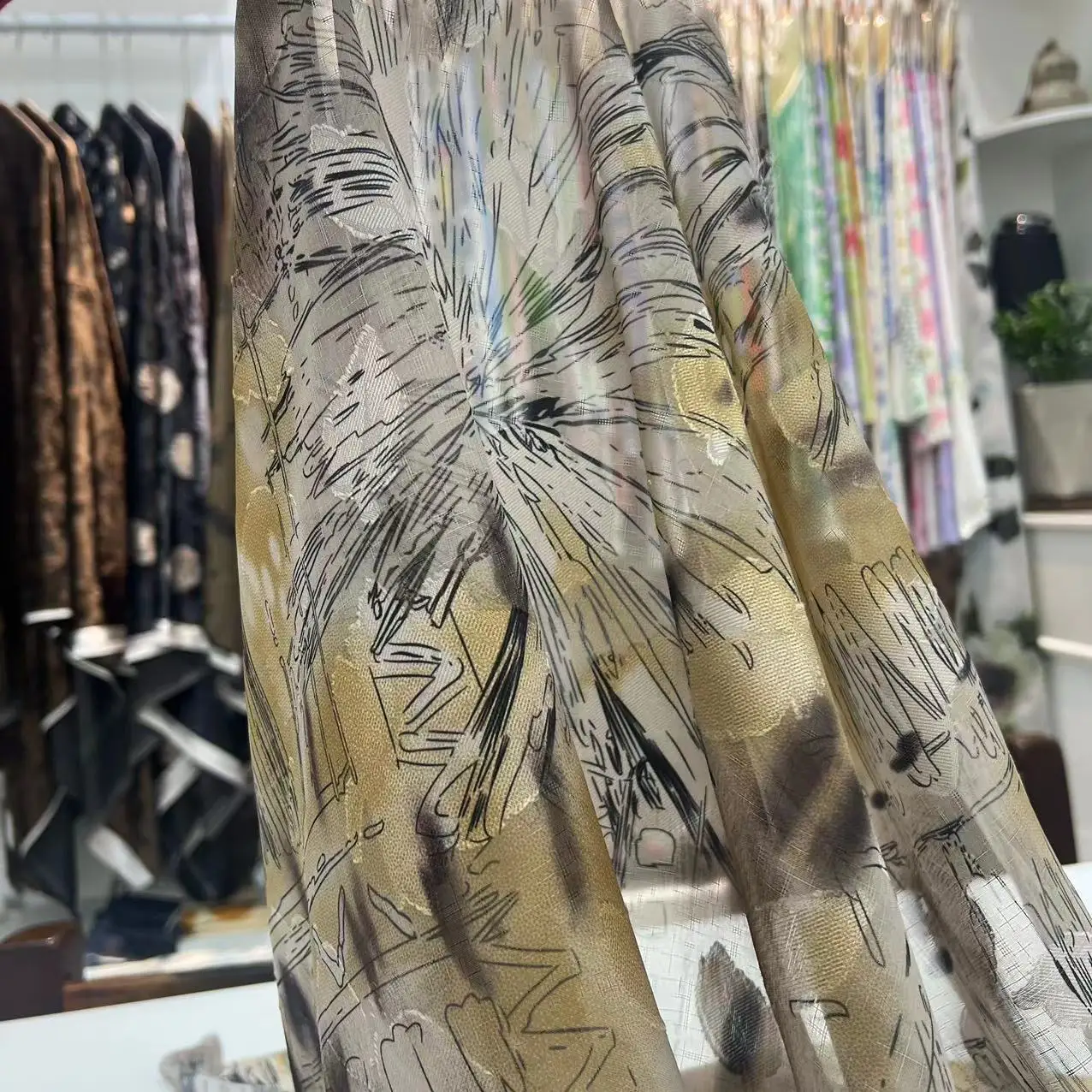 High Quality Popular fireworks Pattern Dobby Cutting Jacquard Chiffon Digital Print Fabric for Clothing Woven 100% Polyester