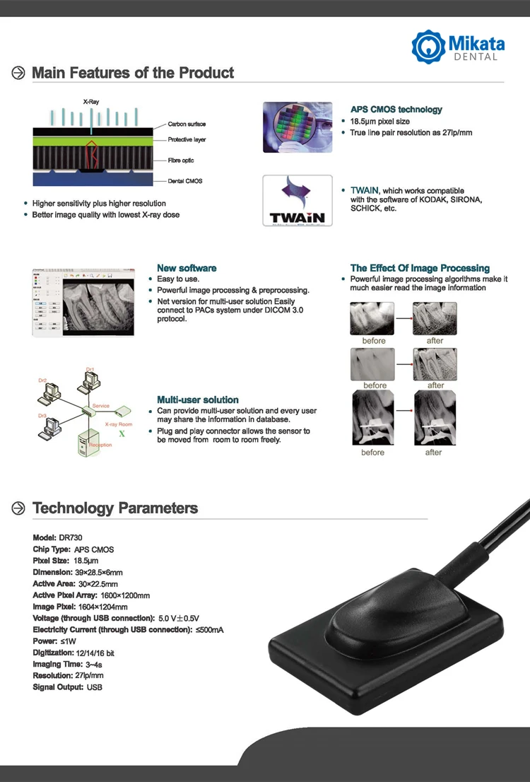 Portable High-Definition Digital Dental Sensor Small X-Ray Machine with Electric Power Source Oral Therapy Equipment Accessory