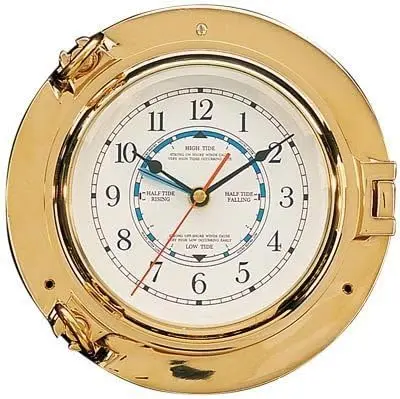 Brass Porthole Tide & Time Clock