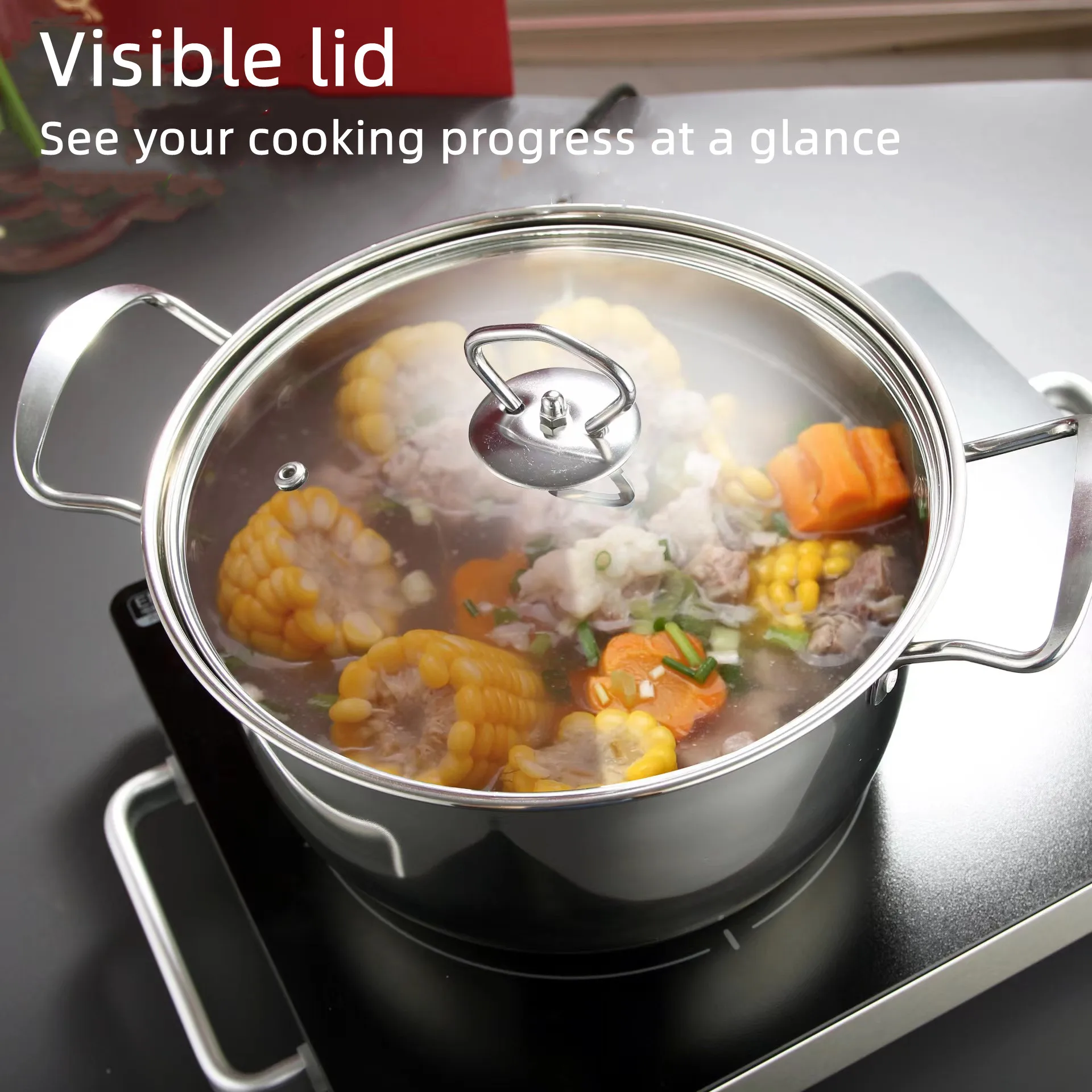 High Quality Cookware Set 10 Piece Stainless Steel Stock Pot Set