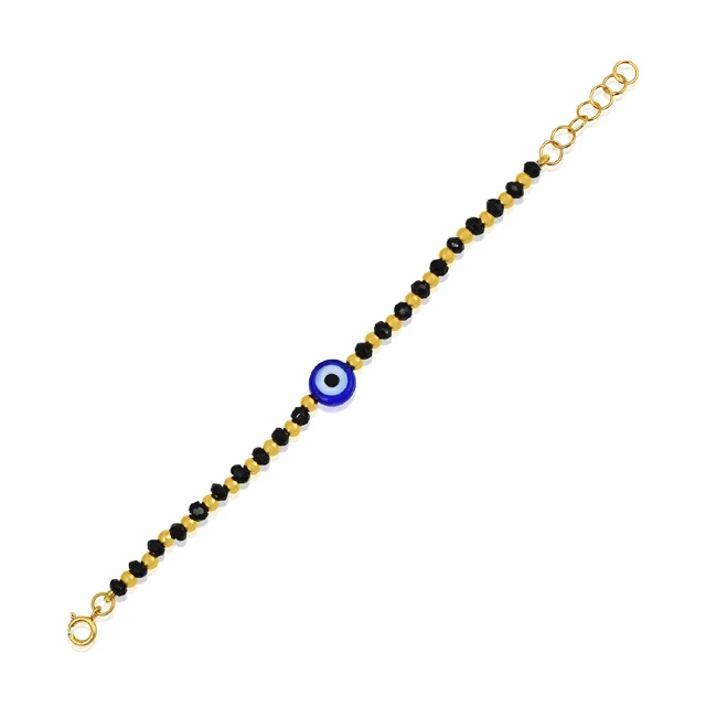 jewelry manufacturer wholesaler gold plated 925 sterling silver evil eye natural black onyx beads gemstone bracelet