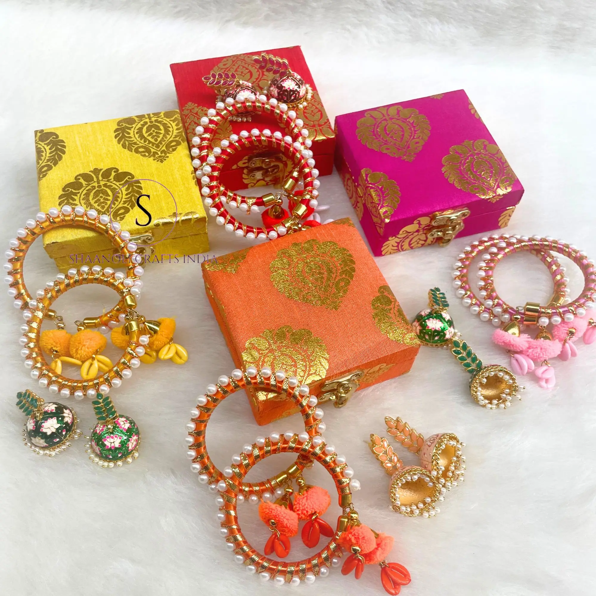 Новое поступление индийский стиль ручной работы дизайнерские свадебные фаворные комбо коробка из МДФ с принтом браслет и серьги для подарков
