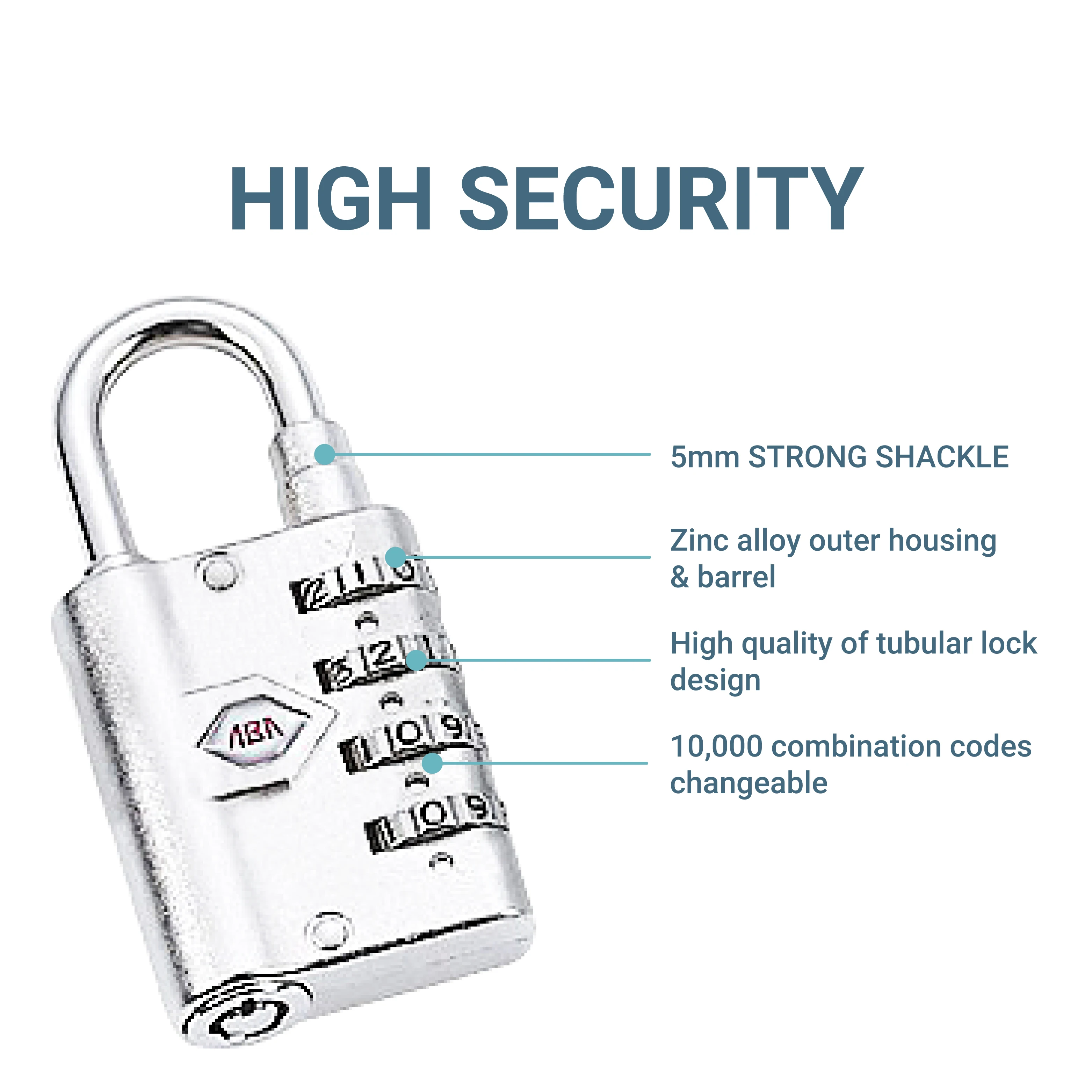 Travel Luggage Lock 4 Digit Waterproof Combination Small Padlock For Locker