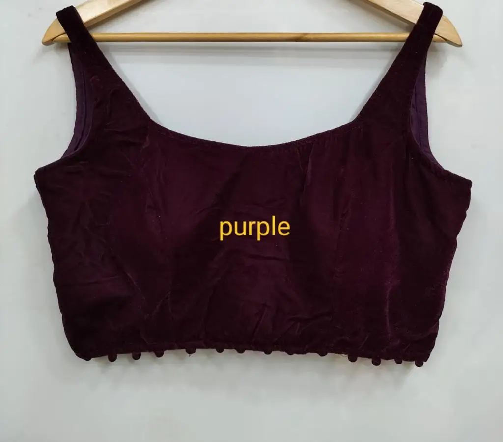 Designer latest collection fashionable exclusive Indian women wear red colour velvet sari blouse